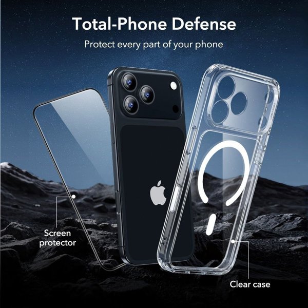 Σετ ESR θήκη + γυαλί οθόνης Classic Hybrid MagSafe & Tempered Glass για Apple iPhone 17 Pro Max Διαυγές