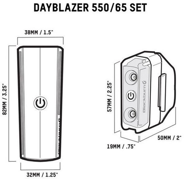 Σετ φώτων BLACKBURN DAYBLAZER μπροστά 550 lumens, πίσω 65 lumens (NEW 2025)