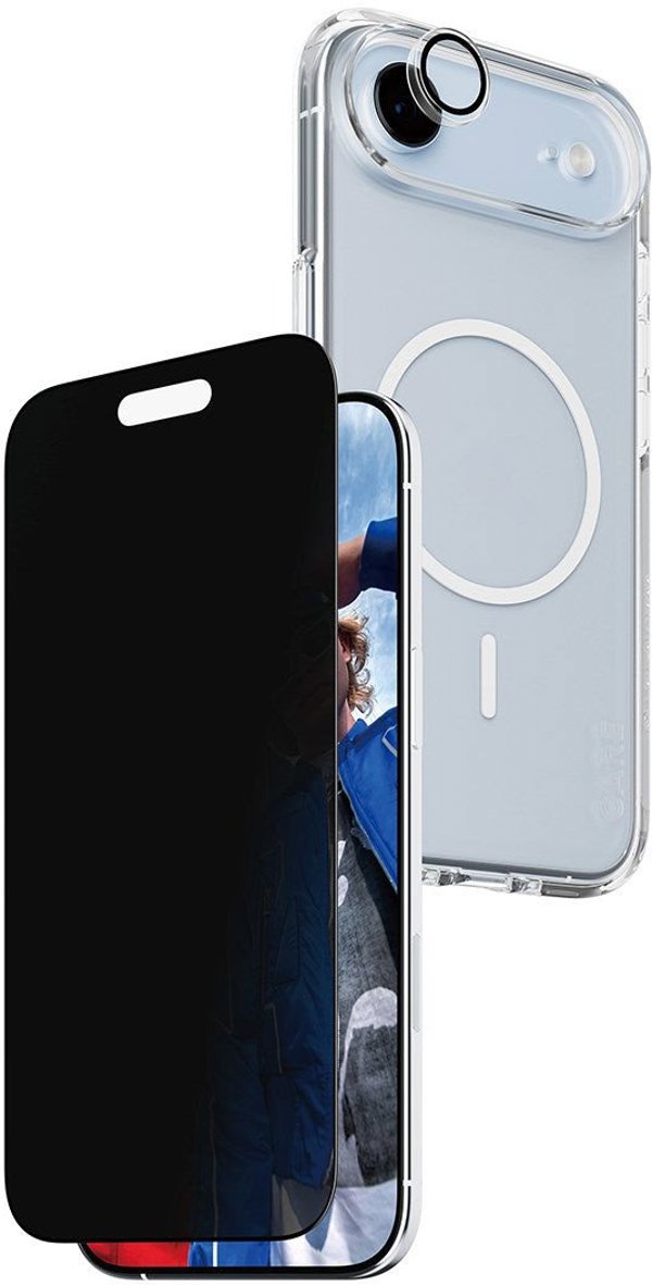 Σετ προστασίας CARE by PanzerGlass Flagship Privacy 3 σε 1 Θήκη+Γυαλί Απορρήτου+Φακός για iPhone