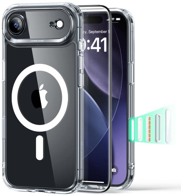 Σετ ESR θήκη + τζάμι οθόνης Classic Hybrid MagSafe & Tempered Glass για Apple iPhone 17 Air Clear