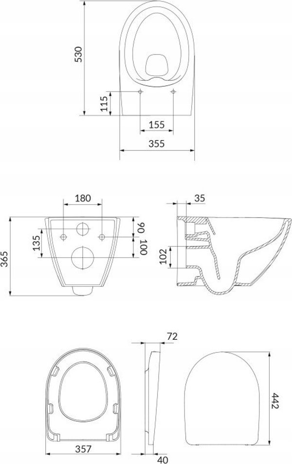 Σετ Εντοιχισμού Αλκοτέστ S701-725 CERSANIT MODUO B905 MZ Plus Oval Co Deska Moduo Slim Wrap Dur Wolnoopadajaca LW