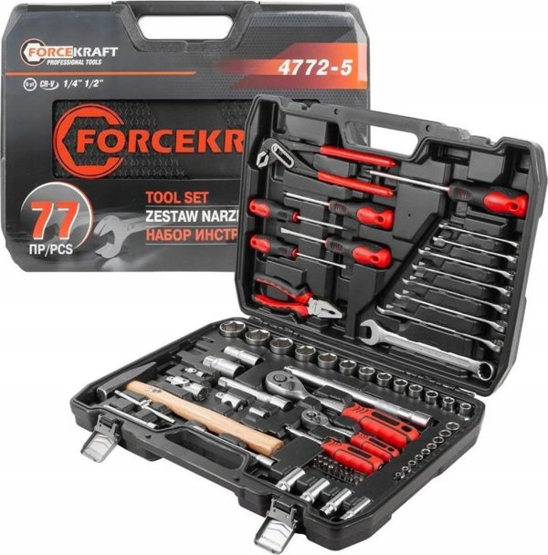 Σετ εργαλείων Forcekraft Σετ εργαλείων 1/4" και 1/2" 77τεμ. (4-32mm) (εξάγωνων)