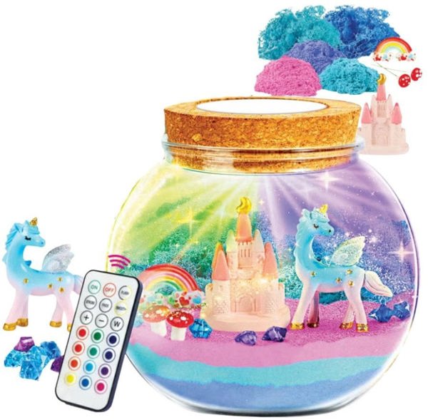 Δημιουργικό Σετ DIY Terrarium με Λευκή Μονόκερη Φωτιστικό LED και Τηλεχειριστήριο LEAN Toys