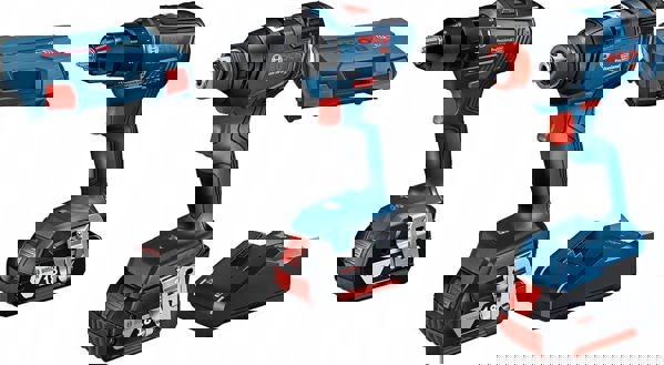 Σετ Ηλεκτρικών Εργαλείων Bosch Bosch combo kit μπαταρίας GDX 18V-200 Professional + GSR 18V-55 Professional, 18Volt, σετ εργαλείων (μπλε/μαύρο, 2x 4,0Ah Li-ion μπαταρίες, κλειδί κρούσης και δράπανο, σε L θήκη)