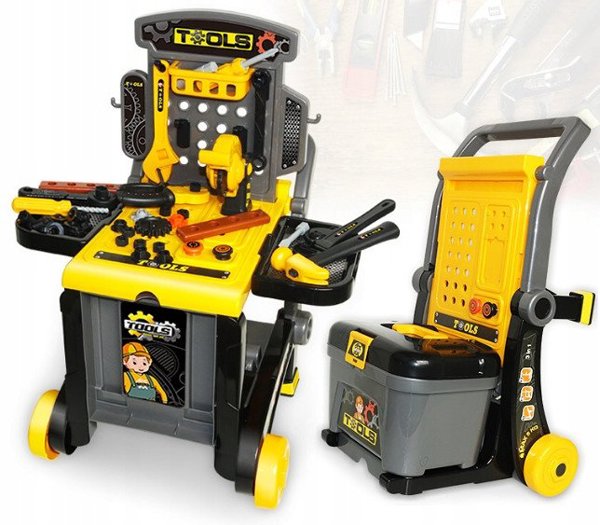 Beta Tools Σετ Εργαλείων με Τραπέζι/Καρότσι Μεταφοράς, Γκρι-Κίτρινο
