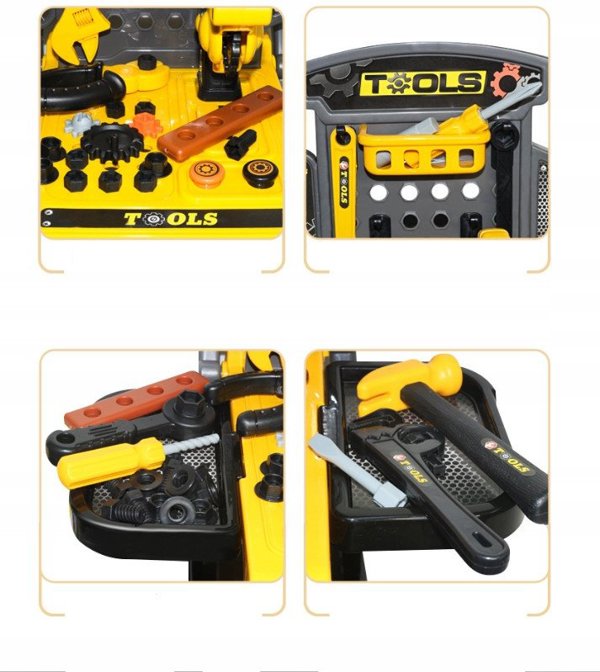 Beta Tools Σετ Εργαλείων με Τραπέζι/Καρότσι Μεταφοράς, Γκρι-Κίτρινο