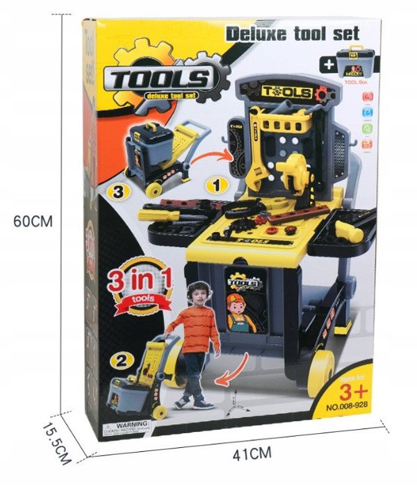 Beta Tools Σετ Εργαλείων με Τραπέζι/Καρότσι Μεταφοράς, Γκρι-Κίτρινο