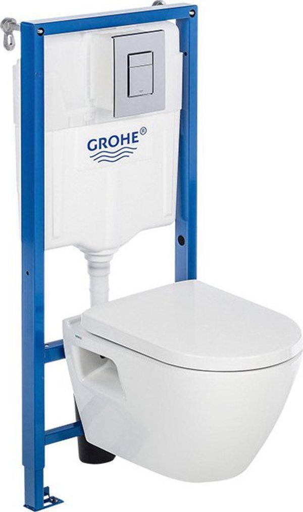Σετ εντοιχισμού Grohe WC komplektas Grohe Serel 5in1: WC εντοιχισμένο πλαίσιο + λεκάνη + κουμπί + καπάκι αργής καθόδου + δοχείο αρωμάτων fresh + ηχομονωτικό παρέμβυσμα, 39468000