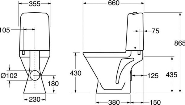 Σετ συμπαγούς λεκάνης WC Gustavsberg Nordic 3 66 cm cm λευκό (GB113510301213)