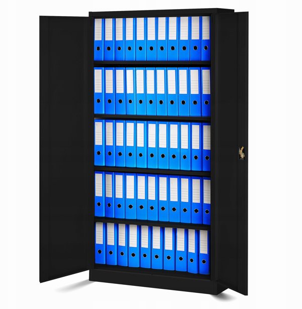 Zestaw 4x biurowa szafa metalowa na akta JAN H, 900 x 1950 x 400 mm, czarna