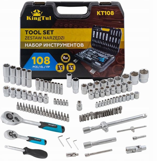 Σετ εργαλείων 108 τεμαχίων 1/4", 1/2" (εξάγωνα) (4-32mm)