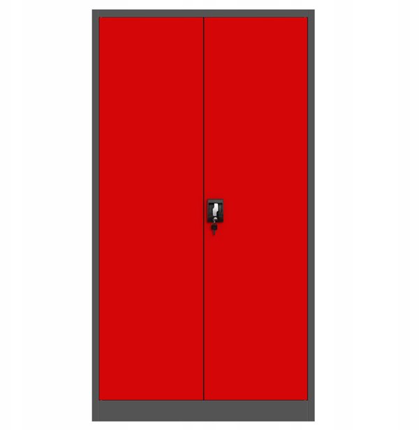 Zestaw 4x biurowa szafa metalowa na akta JAN, 900 x 1850 x 400 mm, antracytowo-czerwona