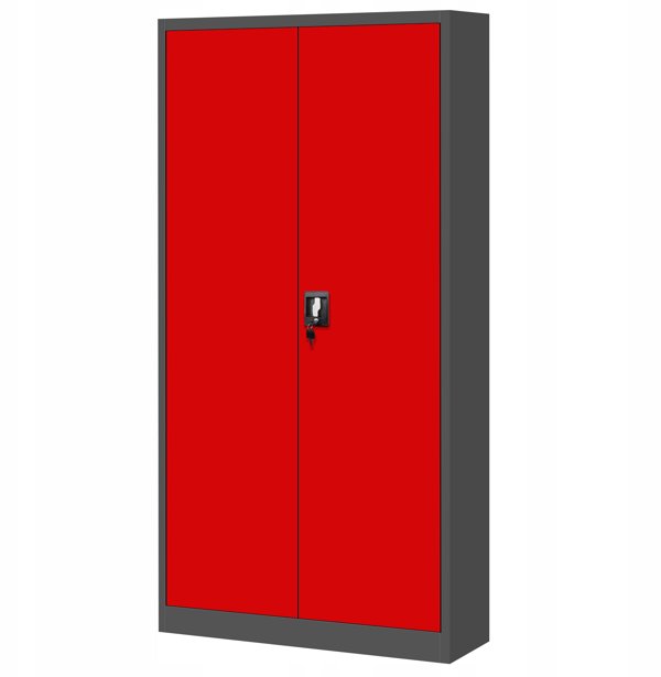 Zestaw 4x biurowa szafa metalowa na akta JAN, 900 x 1850 x 400 mm, antracytowo-czerwona