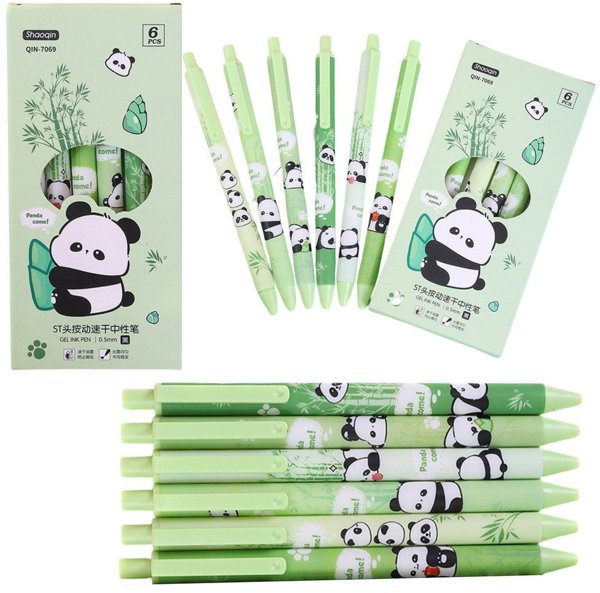 Σετ Στυλό Panda Μπαμπού Πράσινο Μαύρο Μελάνι 0,5mm 6τμχ LEAN