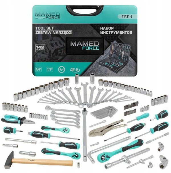 Σετ εργαλείων 142 τεμ. 1/4" και 3/8" και 1/2" (4-32mm) (εξάγωνων)