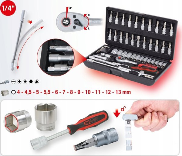 Σετ εργαλείων KS Tools Galvučių komlektas 1/4" 48-vnt CLASSIC, KS Tools