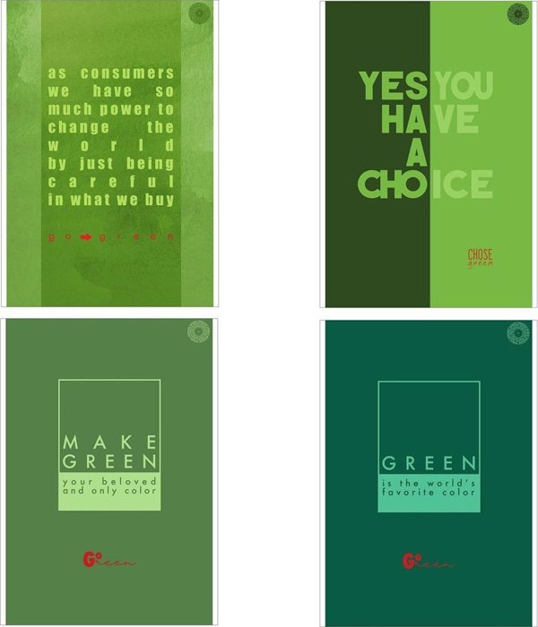 Ziemia Obiecana Μπλοκ Σημειωματάριο A4, 80 Φύλλα, Καρέ, Think Green, 4 Τεμάχια