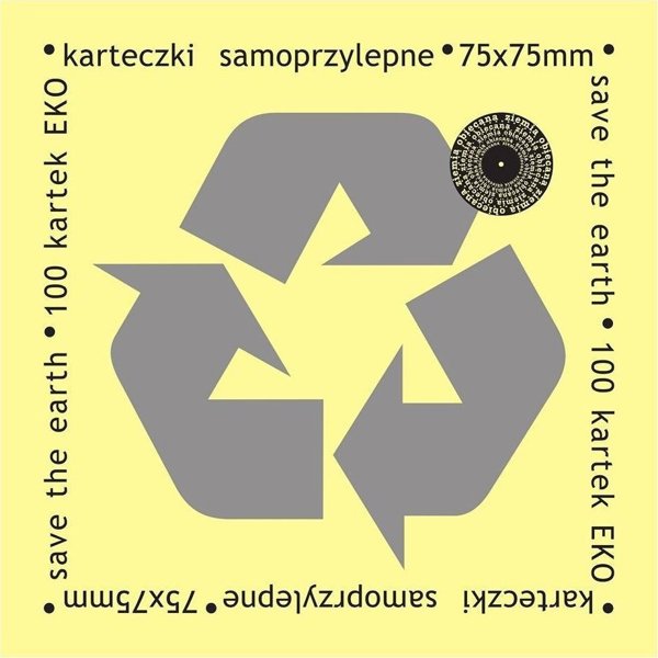 Ziemia Obiecana Αυτοκόλλητες Σημειώσεις Eco, 75x75mm, 100 Φύλλα, Κίτρινες