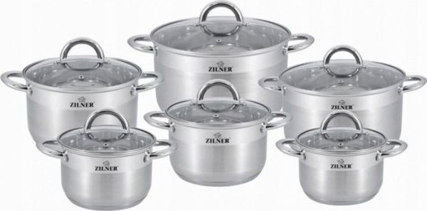 Σετ ανοξείδωτων κατσαρολών 12 τεμαχίων Zilner ZL-8109