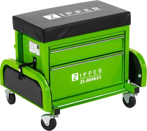 Zipper ZI-MHKS3 Σκαμπό Συνεργείου με Συρτάρια, 150kg, Μαύρο/Πράσινο, 665x420x404mm