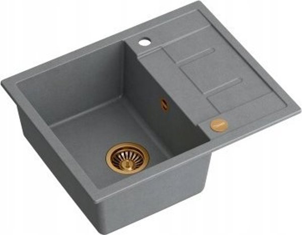 Νεροχύτης GraniteQ MORGAN 116 GraniteQ νεροχύτης silver stone με σιφόνι Push To Open χρώμα χαλκού 1-θέσιος με/χωρίς + στηρίγματα 4 τεμ