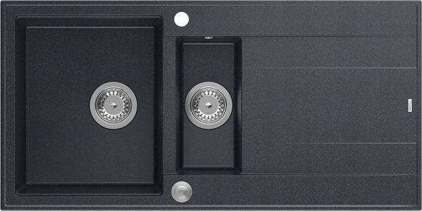 Νεροχύτης GraniteQ Evan 156 1.5 Θέσεων, Γρανιτένιος, Μαύρο Διαμάντι, με Σιφόνι Push-To-Open, 100x50x21 cm