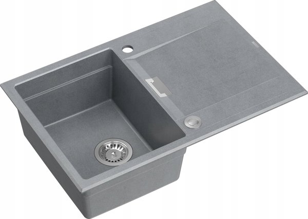 Ο νεροχύτης Owen OWEN 111 GraniteQ νεροχύτης με σιφόνι Push 2 Open 1-θέσιο χωρίς (760x500x215| θάλαμος 330x430) ασημί πέτρα / μεταλλικά στοιχεία