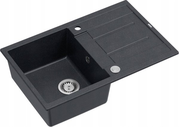 Νεροχύτης GraniteQ MORGAN 111 GraniteQ νεροχύτης black diamond με σιφόνι Push To Open 1-θέσιο με/χωρίς / στοιχεία από ανοξείδωτο ατσάλι