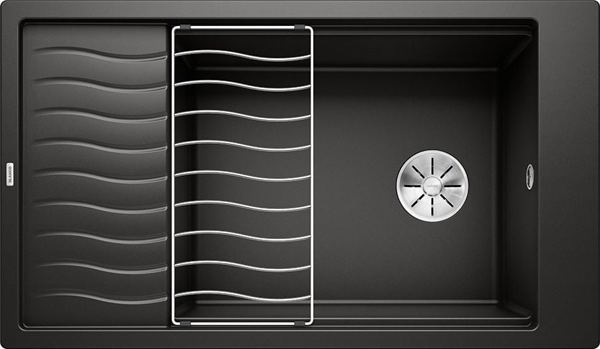 Blanco Zlewozmywak Elon XL 8 S Silgranit Μαύρο με Βαλβίδα InFino και Σχάρα Αποστράγγισης (525886)