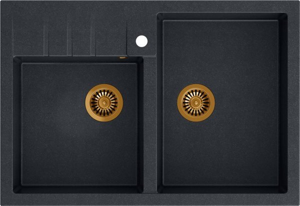 Νεροχύτης Quadron BILL 120 GraniteQ μαύρο διαμάντι/χάλκινα στοιχεία