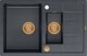 Νεροχύτης GraniteQ MORGAN 156 GraniteQ νεροχύτης black diamond με σιφόνι Push To Open στρογγυλός 1,5-θαλάμων με/χωρίς χάλκινα στοιχεία