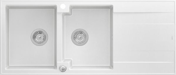 Νεροχύτης Quadron GraniteQ Evan 121, 2 Θέσεων, Snow White, 1160x500mm, με Σιφόνι Push To Open