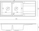 Νεροχύτης Quadron GraniteQ Evan 121, 2 Θέσεων, Snow White, 1160x500mm, με Σιφόνι Push To Open