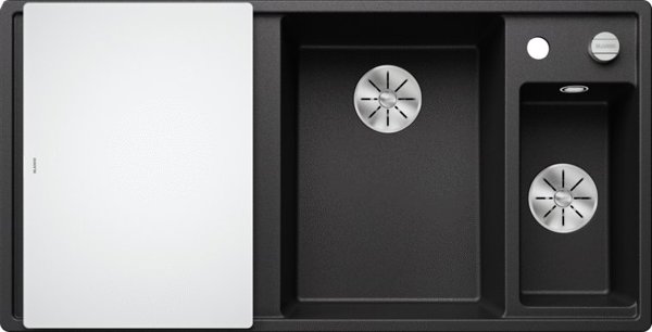 Νεροχύτης Blanco Axia III 6 S Silgranit ανθρακί με αυτόματο πώμα InFino, γυάλινη σανίδα, ανοξείδωτη αποστράγγιση, δεξιά λεκάνη (523472)