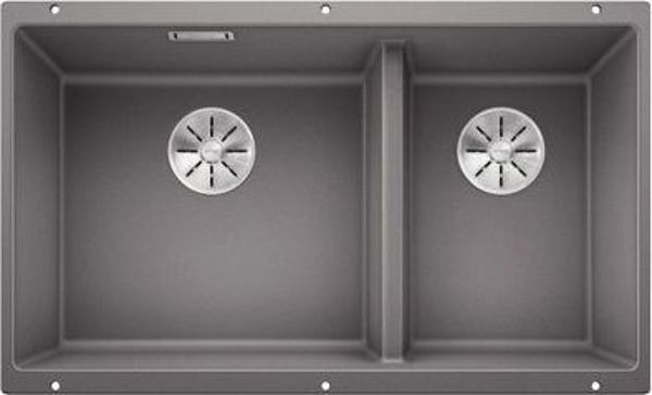 Blanco Subline 430/270-U Νεροχύτης Silgranit Μαύρος, 2 Θάλαμοι, με Βαλβίδα InFino, Λεκάνη Αριστερά (525991)