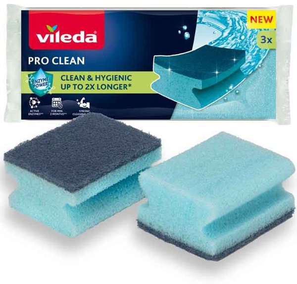 Zmywak profilowany z enzymami Vileda Pro Clean 3 szt.
