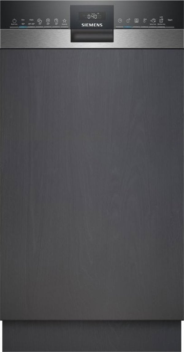 Zmywarka Siemens Siemens iQ300 SR53ES24KE, Semi built-in, Slimline (45 cm), Black, Stainless steel, Touch, 1.75 m, 1.65 m