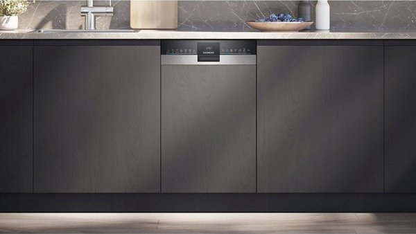 Zmywarka Siemens Siemens iQ300 SR53ES24KE, Semi built-in, Slimline (45 cm), Black, Stainless steel, Touch, 1.75 m, 1.65 m