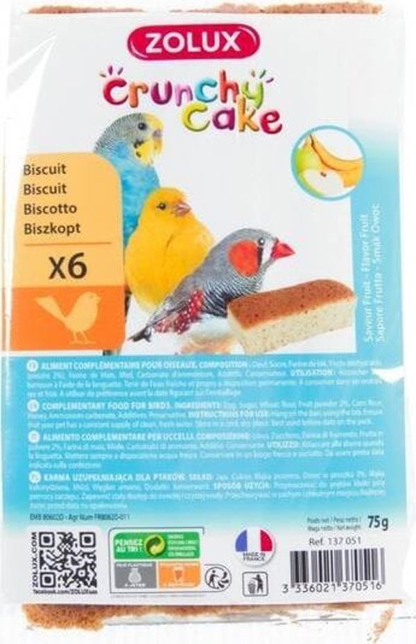Zolux Zolux Κάρμα Για Πουλιά Crunchy Cake Μήλο Μπανάνα 6τμχ