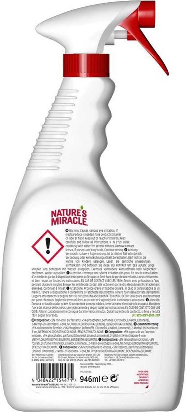 Zolux Nature's Miracle Urine Remover - Καθαριστικό Λεκέδων Ούρων Σκύλου, Βιοενζυματική Φόρμουλα, 946ml