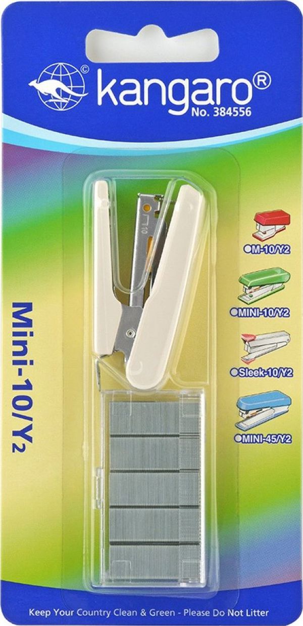 Kangaro Συρραπτικό Mini-10/Y2, Χωρητικότητα 10 Φύλλων, Μπεζ Χρώμα, Περιλαμβάνει Συνδετήρες