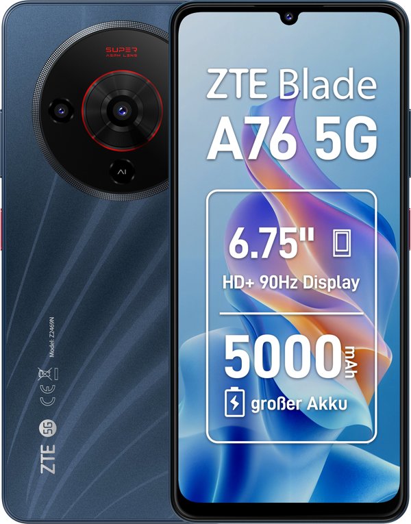 ZTE Blade A76 5G 17,1 cm (6.75") Dual SIM USB Type-C 6 GB 128 GB 5000 mAh Μαύρο
