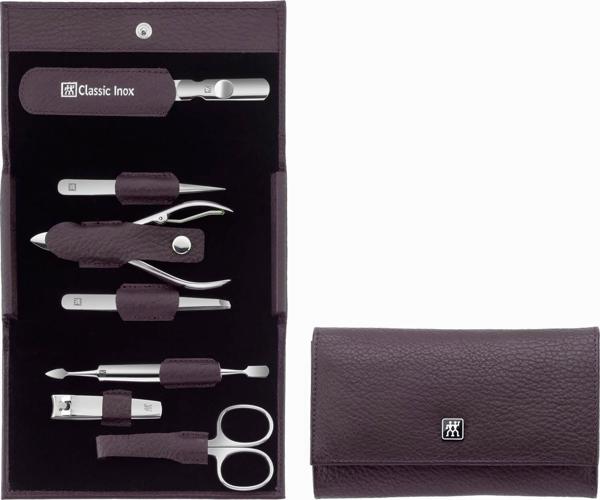 Zwilling Classic Inox Σετ Περιποίησης Νυχιών 7 Τεμαχίων σε Δερμάτινη Θήκη, Μοβ