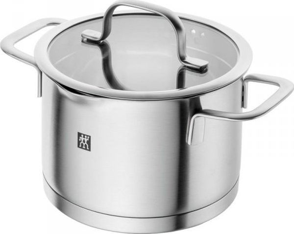 Zwilling Trueflow Σετ Κατσαρόλες 5 Τεμαχίων από Ανοξείδωτο Ατσάλι με Ενσωματωμένο Σουρωτήρι και Γυάλινα Καπάκια