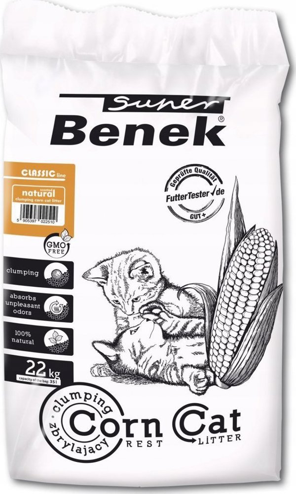 Άμμος για γάτες Super Benek Corn Cat Φυσική 35 l