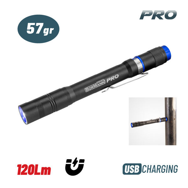 Bormann pro Bpr6085 Bormann pro Bpr6085 Φακός Στυλό Επαναφορτιζόμενος 120lm,αδιάβροχος 072393