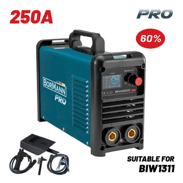 Bormann pro Biw2250 Bormann pro Biw2250 Ηλεκτροκόλληση Inverter Απόδοση 250α/60%, Ψηφ.οθόνης, Μεγ.ηλεκτρόδιο 5mm 061984
