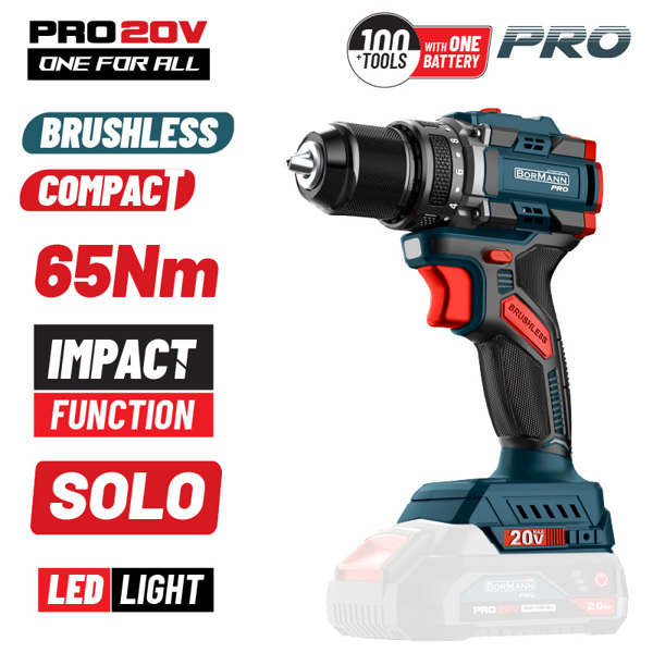 BORMANN Pro BBP5400 Δραπαν/βιδο Κρουστικό,Compact,Brushless 20V,Li-Ion,65Nm με 2 Ταχύτητες 083276