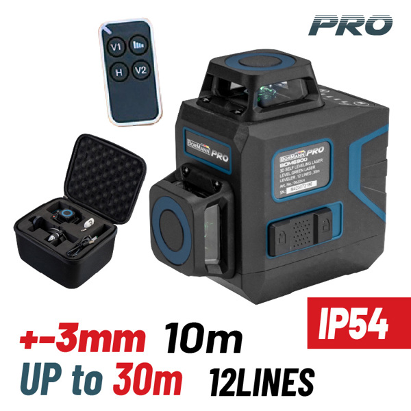 Bormann pro Bdm6900 Bormann pro Bdm6900 Αλφάδι Αυτορρυθμιζόμενο Γραμμικό Λέιζερ, Πράσινης Δέσμης,3*360°,12 Γραμμές 062264