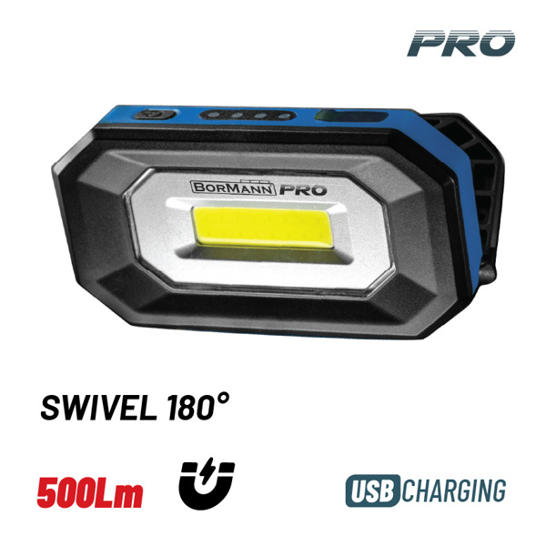 Bormann pro Bpr6014 Bormann pro Bpr6014 Φακός Εργασίας Επαναφορτιζόμενος 500lm με Μαγνήτη, Αδιάβροχος , 180° Περιστροφή 063407